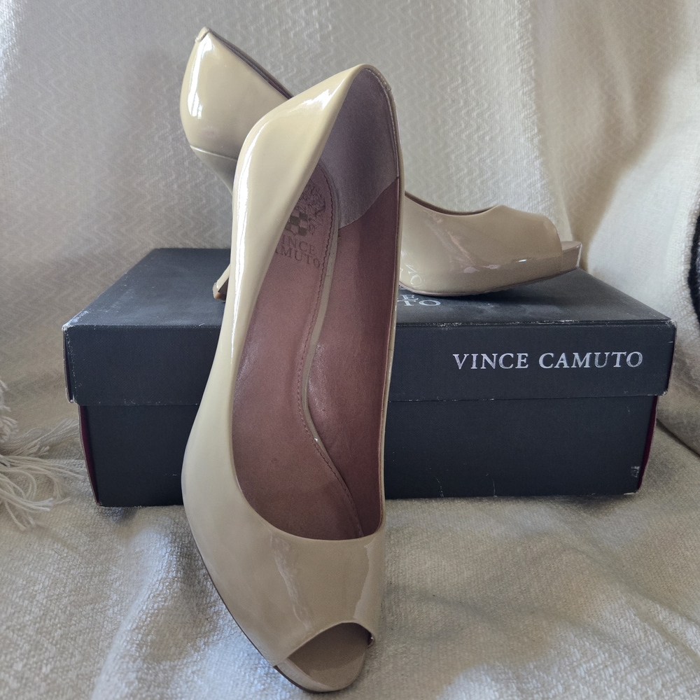 Vince Camuto Cream Peep Toe Heels